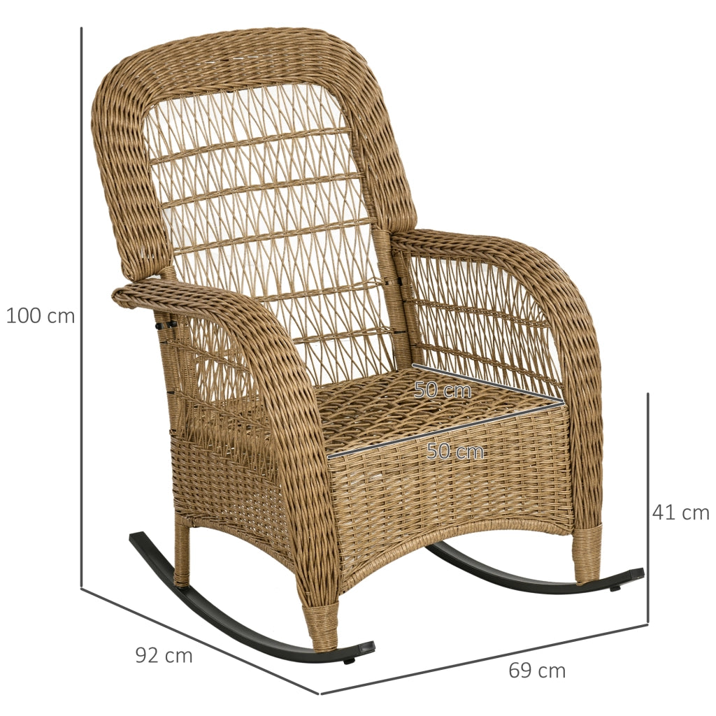 Poltrona a Dondolo ¨C Zephmum ¨C PE Rattan Naturale Grigio Chiaro
