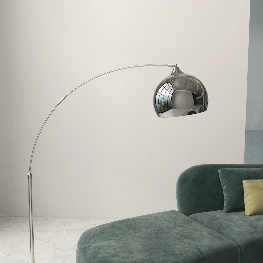 Lampada da Terra Design Vintage Asta Regolabile con Attacco E27 Struttura in Metallo e Base in Marmo Argento