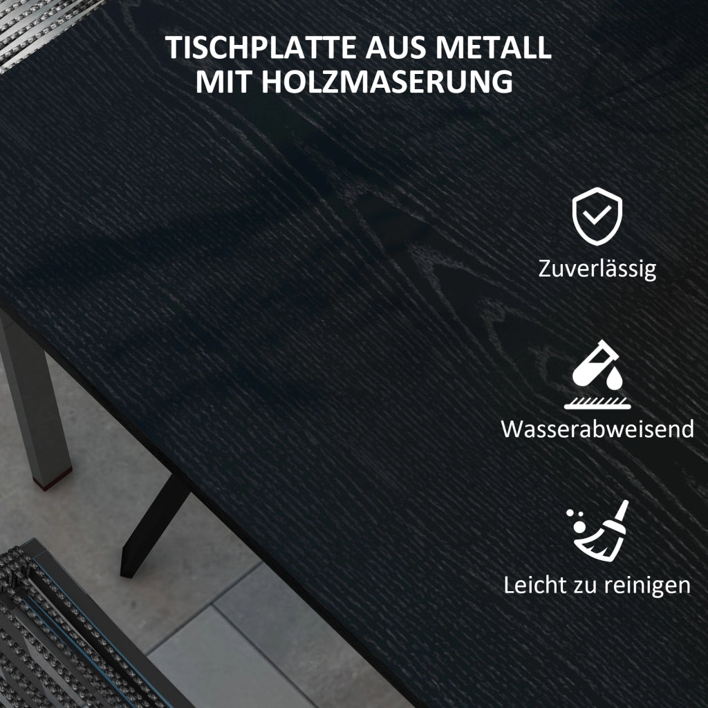 Tavolo esterno per 4 persone; telaio in acciaio; 80L x 80L x 72H cm; nero