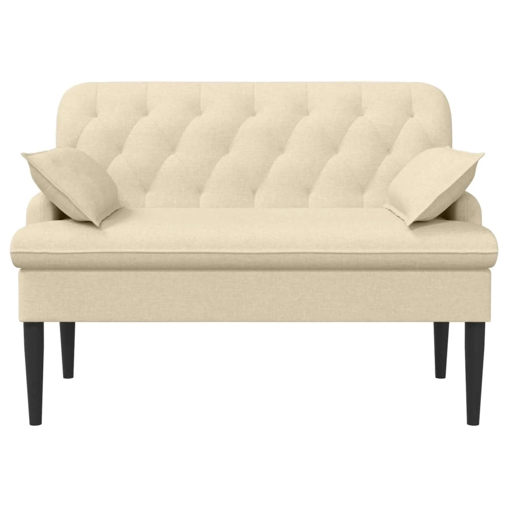 Loveseat con bottoni imbottiti Crema 111 x 68 x 80 cm Tessuto 42041803