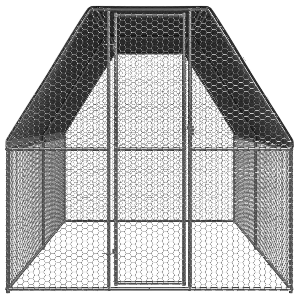 Pollaio da esterno 2 x 4 x 2 m in acciaio zincato con tetto impermeabile 02_0001689