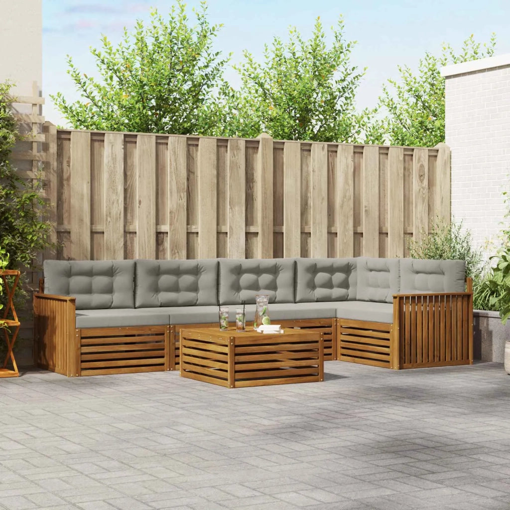 Set di divani da esterno 6 pcs Grigio Naturale e Chiaro