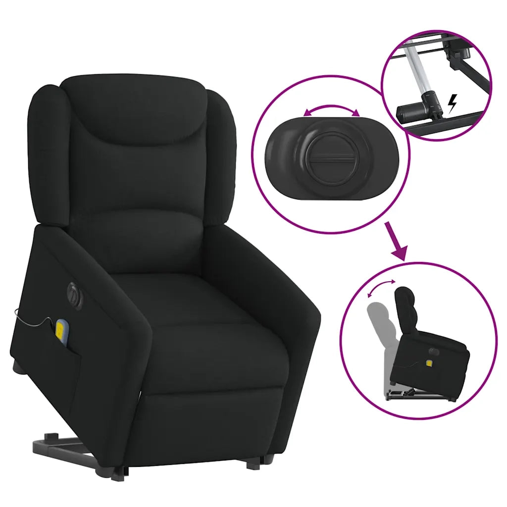 Poltrona Alzapersona Massaggiante Elettrica Nera in Tessuto 3303226