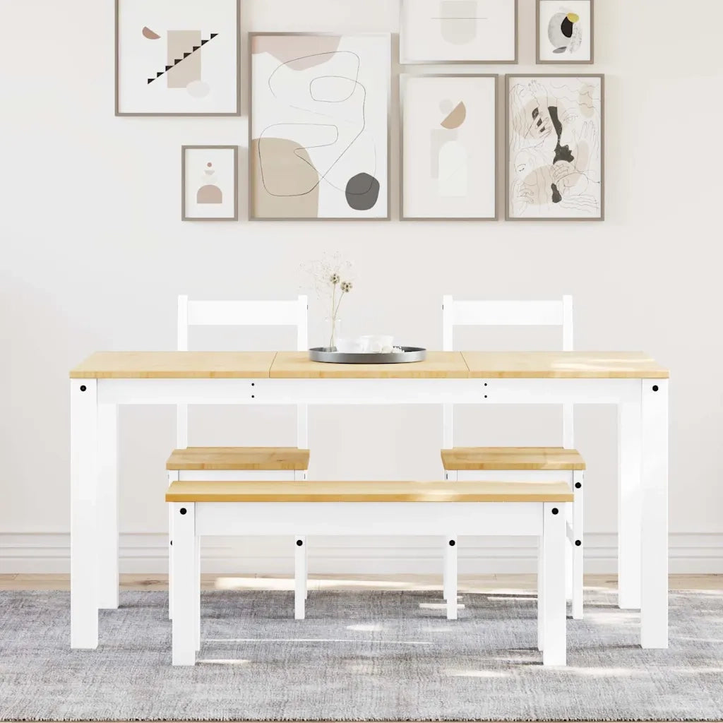 Set da Pranzo 4 pz PANAMA Bianco in Legno Massello di Pino 3345178