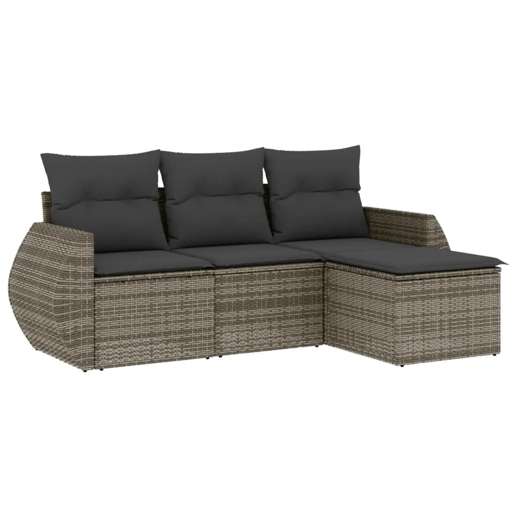 Set Divani da Giardino 4 pz con Cuscini in Polyrattan Grigio 3253607