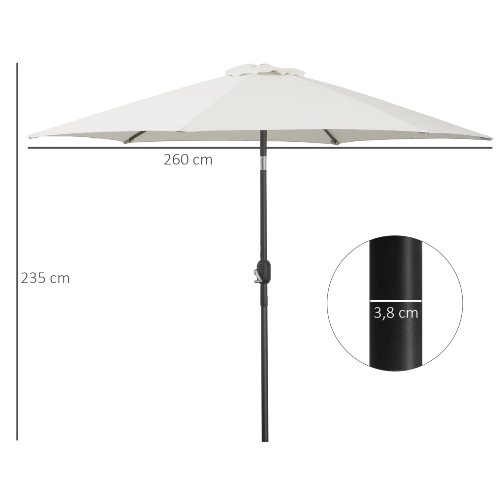 Parasole inclinabile da giardino ¨C zephmum ¨C crema ?260x235 cm alluminio