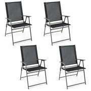 Set di 4 sedie da giardino pieghevoli 62 x 58 x 96 cm con schienale alto e braccioli ergonomici in metallo nero 20_0012585
