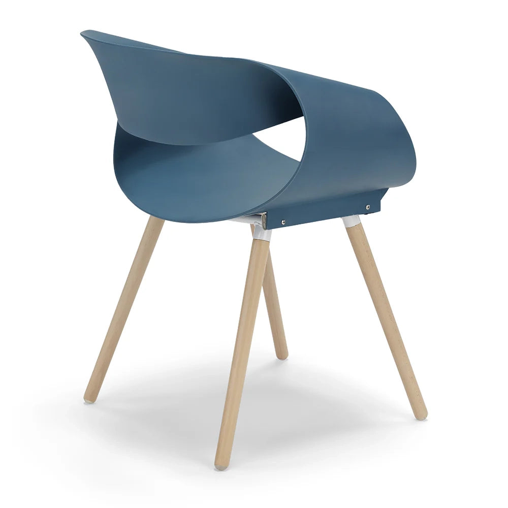 Sedia in polipropilene DILETTA con gambe in faggio, resistente ai raggi UV, design moderno, ideale per sala da pranzo, cucina, sala d’attesa, bar, ristoranti, colore Petrolio