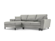Cosmopolitan Design - Divano convertibile angolare sinistro con box "Kyoto" 4 posti in velluto a coste grigio chiaro 