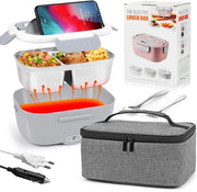 Lunchbox elettrica 220V/12V/24V, 1,5L portatile riscaldatore alimentare contenitore in acciaio inossidabile 304 con bento box e accessori e tasca portatile