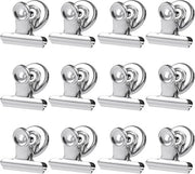 Clip magnetica, 12 pezzi clip magnetica, 31 mm magneti metallici argentei, clip magnetica metallica, forti magneti per bacheca magnetica, foto frigorifero, casa, ufficio