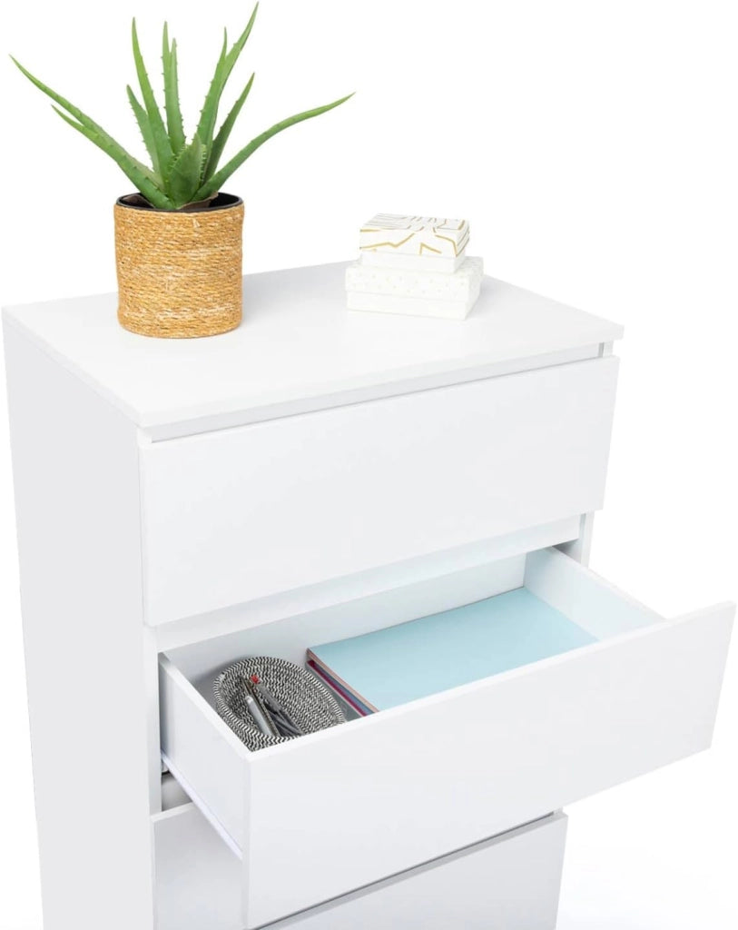TOMI cassettiera a 5 cassetti 60 cm in legno bianco settimanale