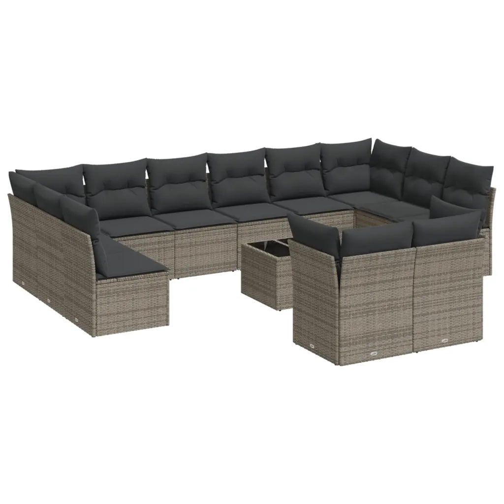 Set Divani da Giardino 13 pz con Cuscini Grigio in Polyrattan