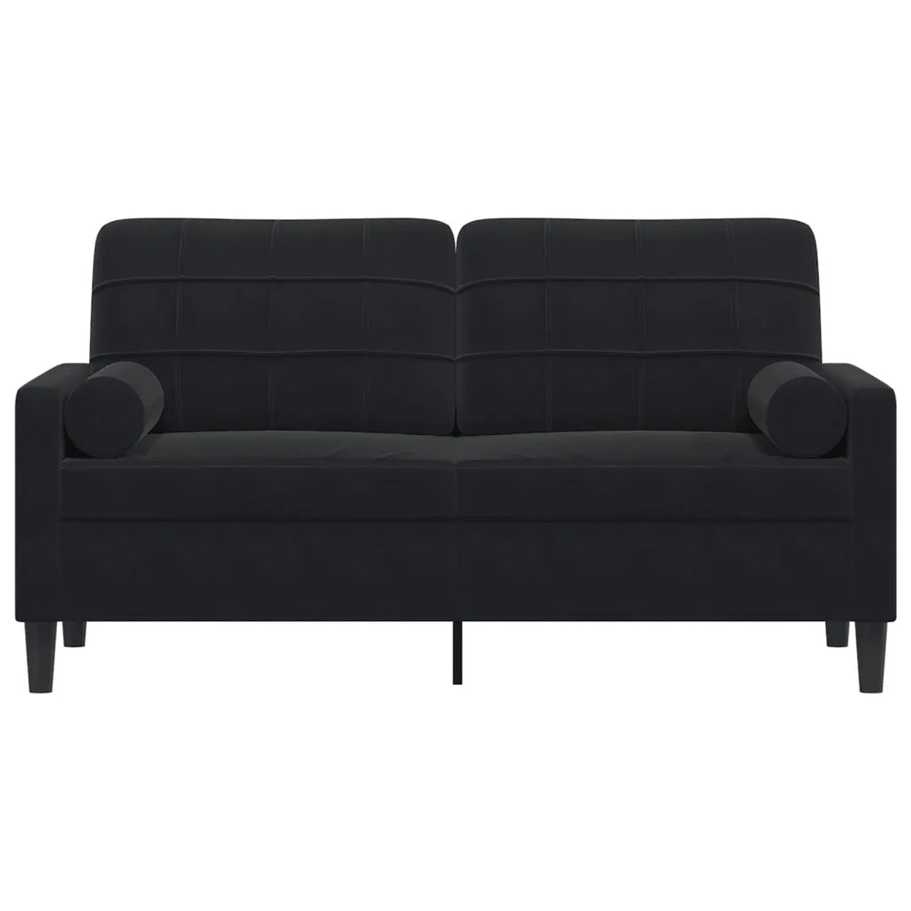 vidaXL Divano a 2 Posti con Cuscini Nero 140 cm in Velluto