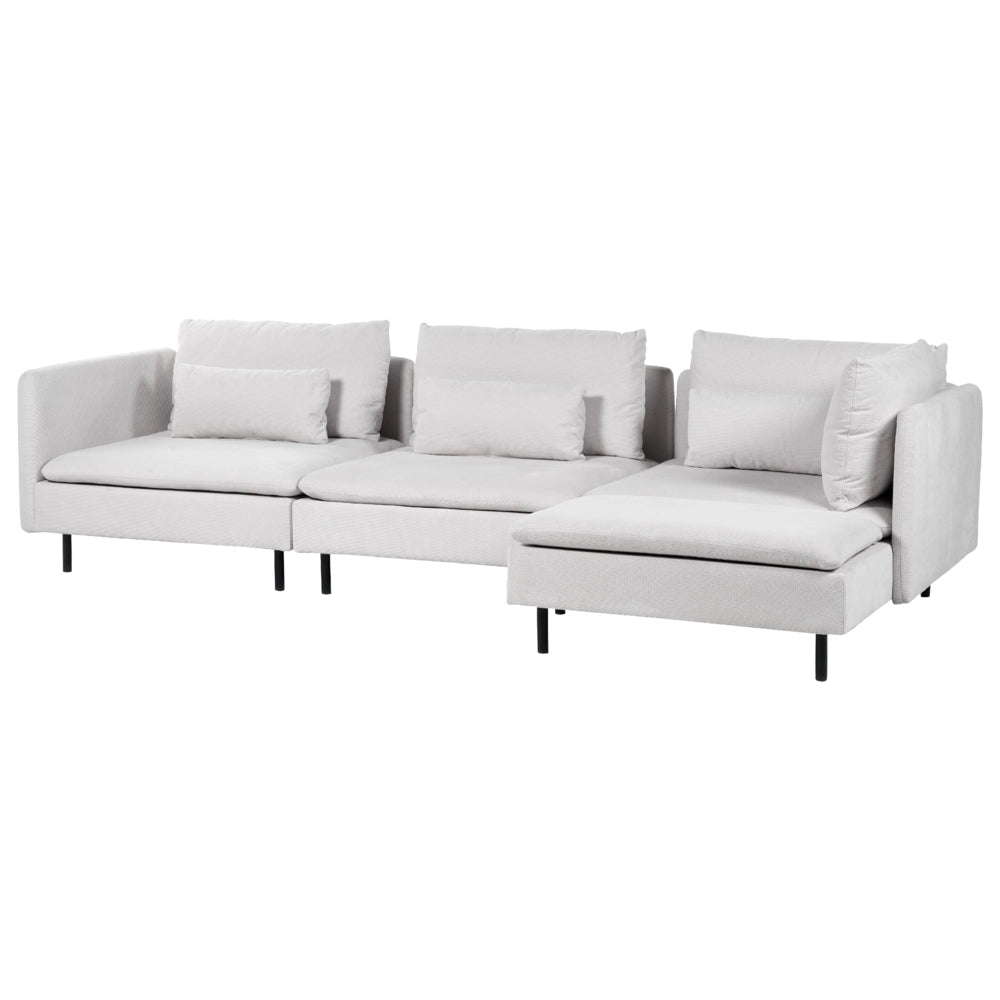 Divano modulare ad angolo sinistro Divano componibile a 3 posti in velluto a coste beige chiaro Soggiorno di design moderno