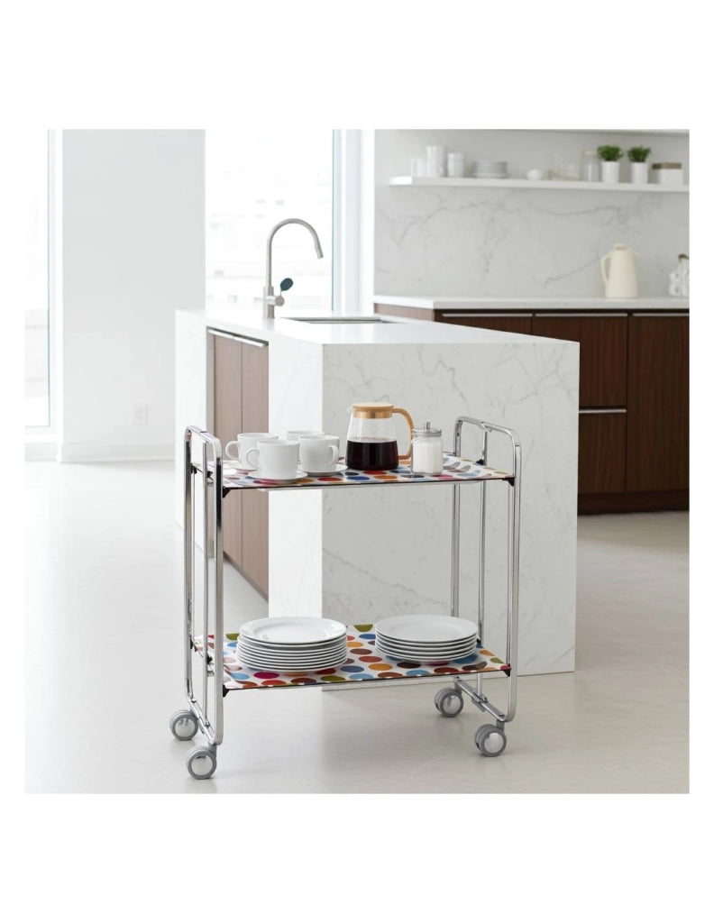 Carrello da cucina pieghevole cromato con ruote BAUHAUS 2 ripiani