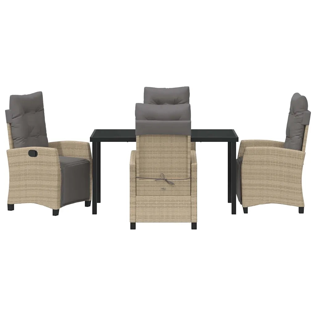 Set da Pranzo per Giardino con cuscino 5 pcs Beige polyrattan 3380451