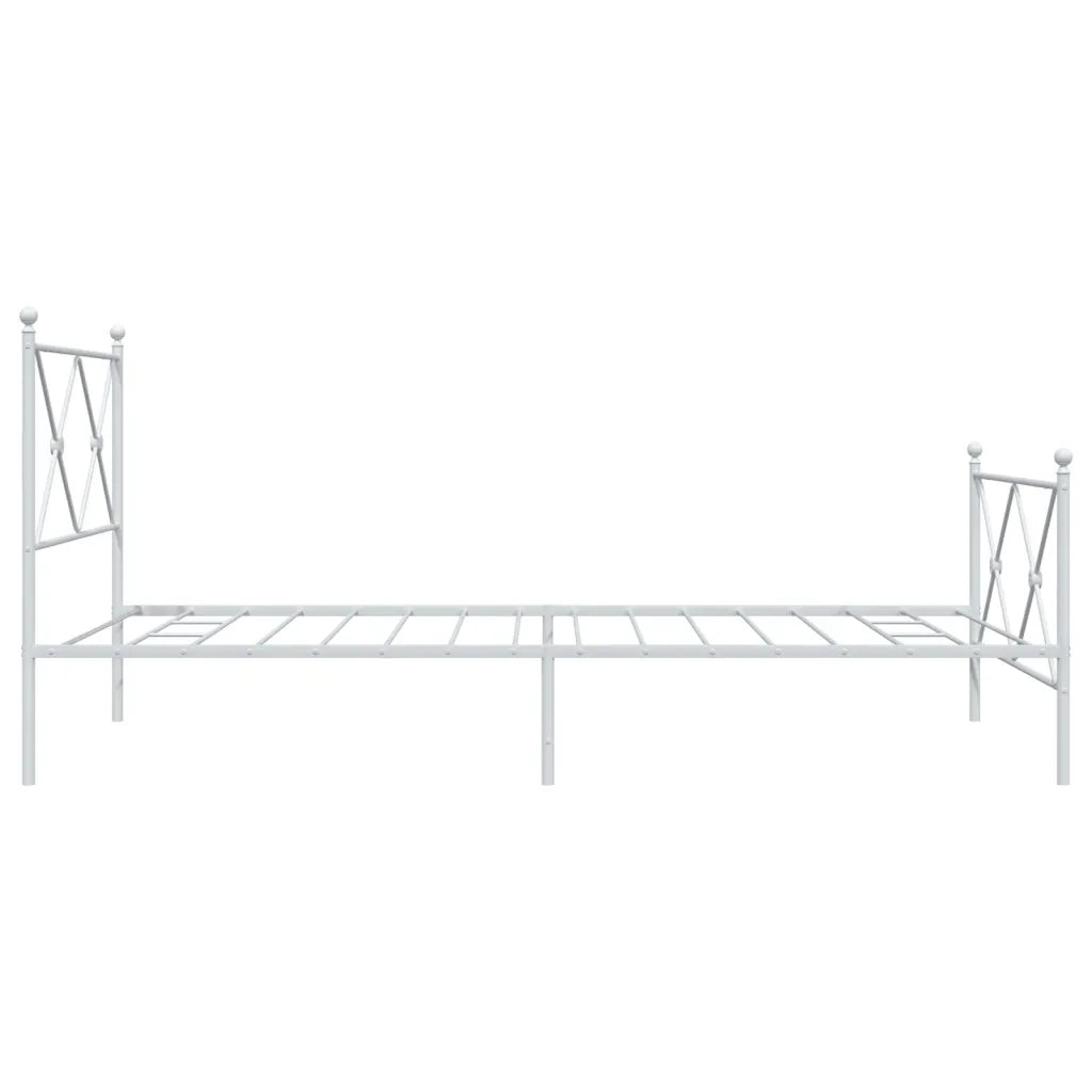 Giroletto con Testiera e Pediera-Struttura Letto Metallo Bianco 100x200 cm 135116