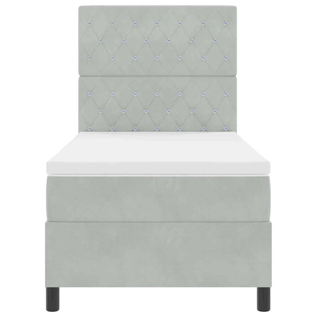 Letto a Sorgente LED Grigio chiaro 90 x 200 cm Velluto 3343220