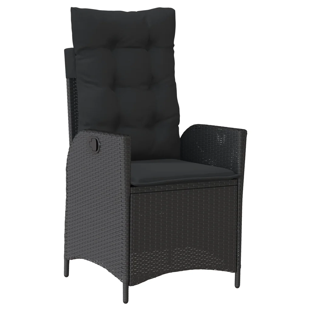 Set da Bistrò 3 pz con Cuscini Nero in Polyrattan 365273