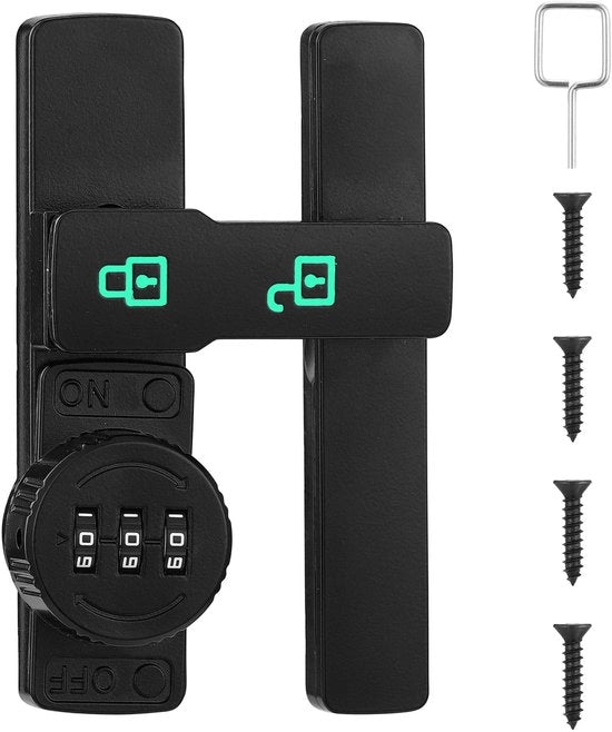 Giraffa di sicurezza 180° con serratura numerica a 3 cifre, blocca e sblocca, serratura di sicurezza per porte, cancelli, porte scorrevoli, porte di appartamento, porte di garage, porte di deposito.