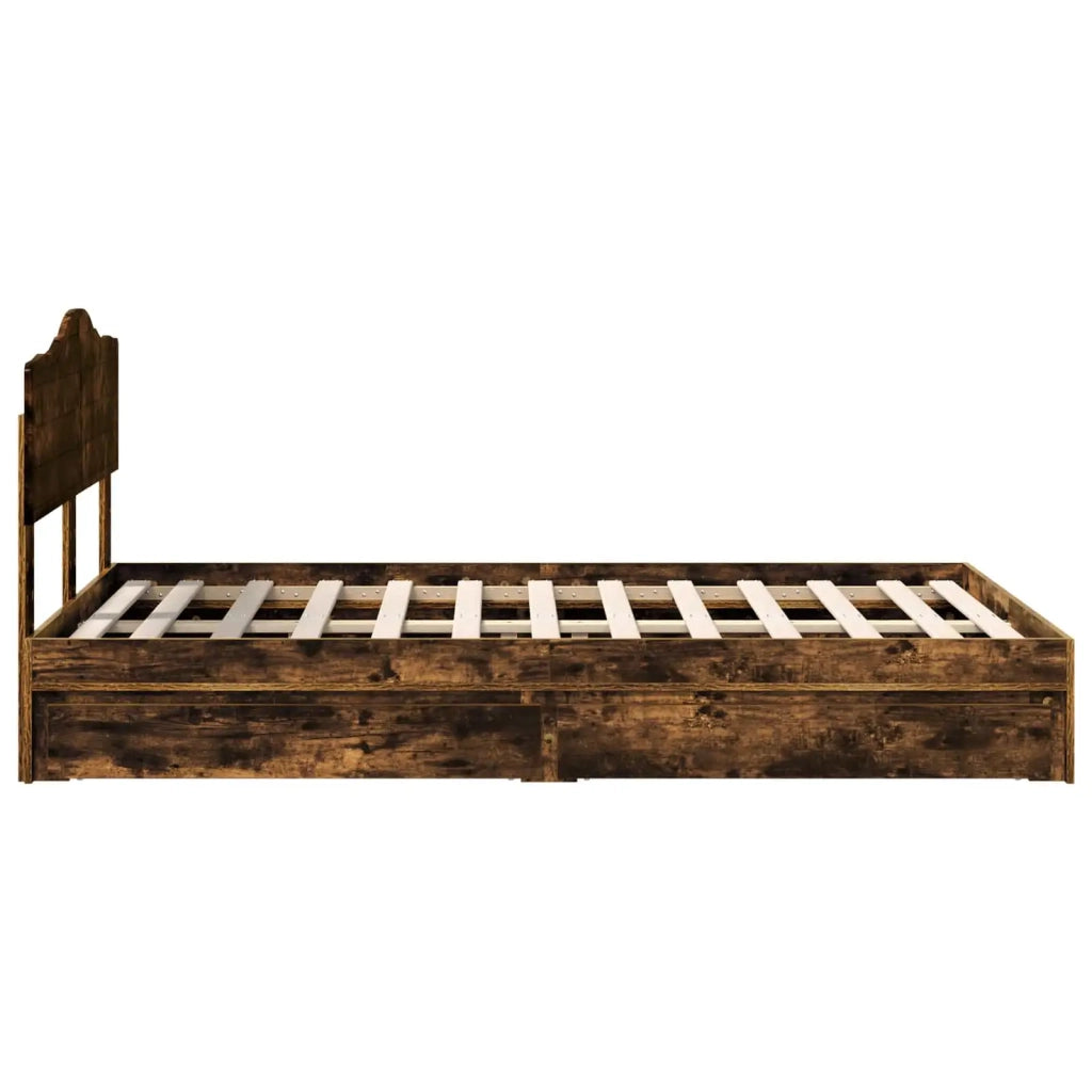 Letto con Contenitore con testiera Rovere fumé 135 x 190 cm