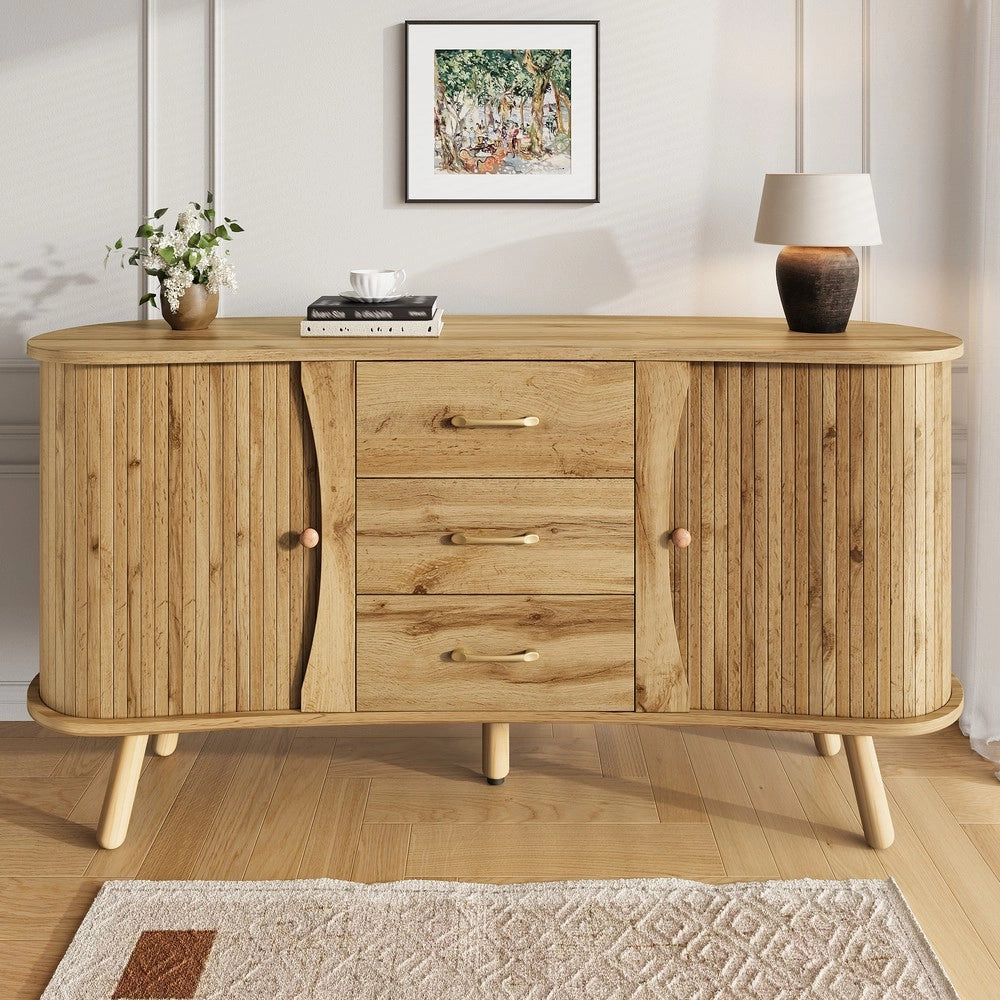 Credenza con Ante Scorrevoli e Cassetti ¨C MINIMAL ¨C Legno, Massello, Design Moderno