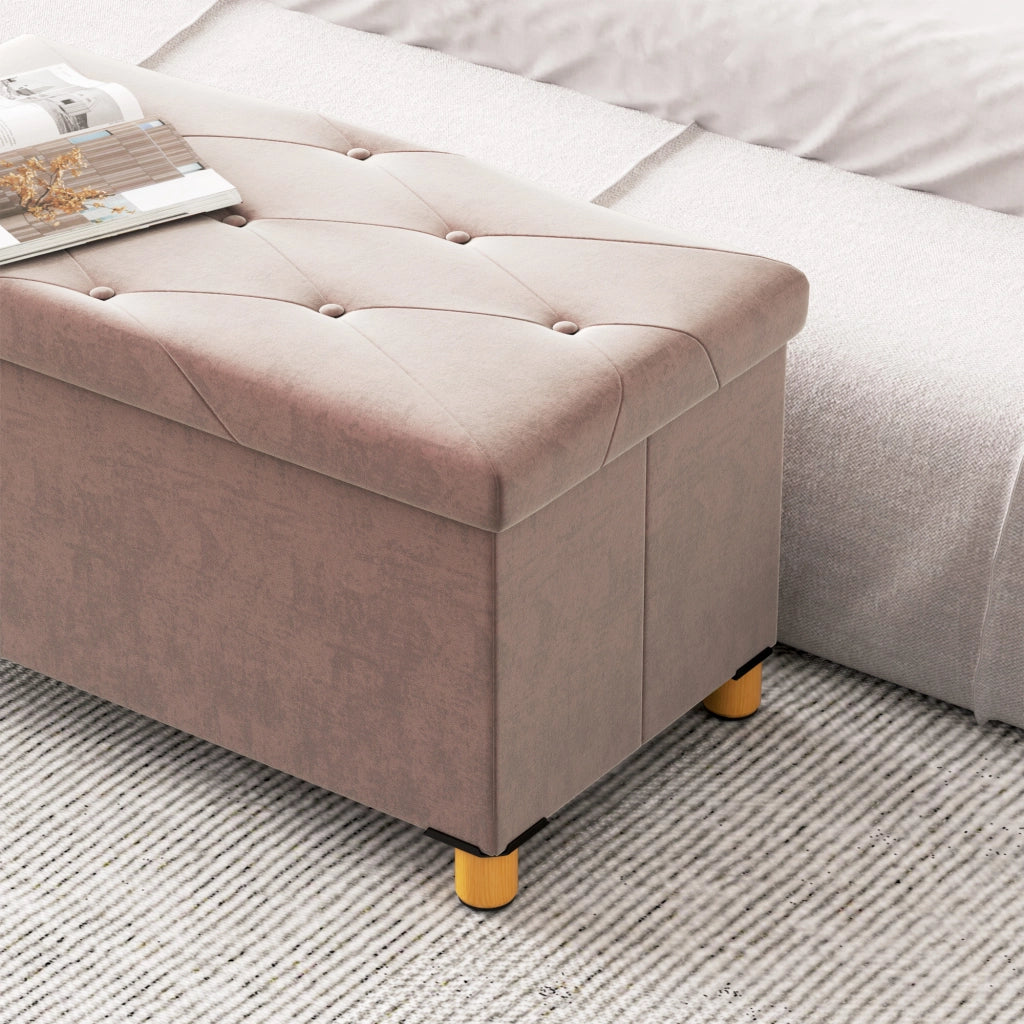 Divano letto imbottito 2 posti ¨C zephmum ¨C rosa, velluto, 76x38x38 cm