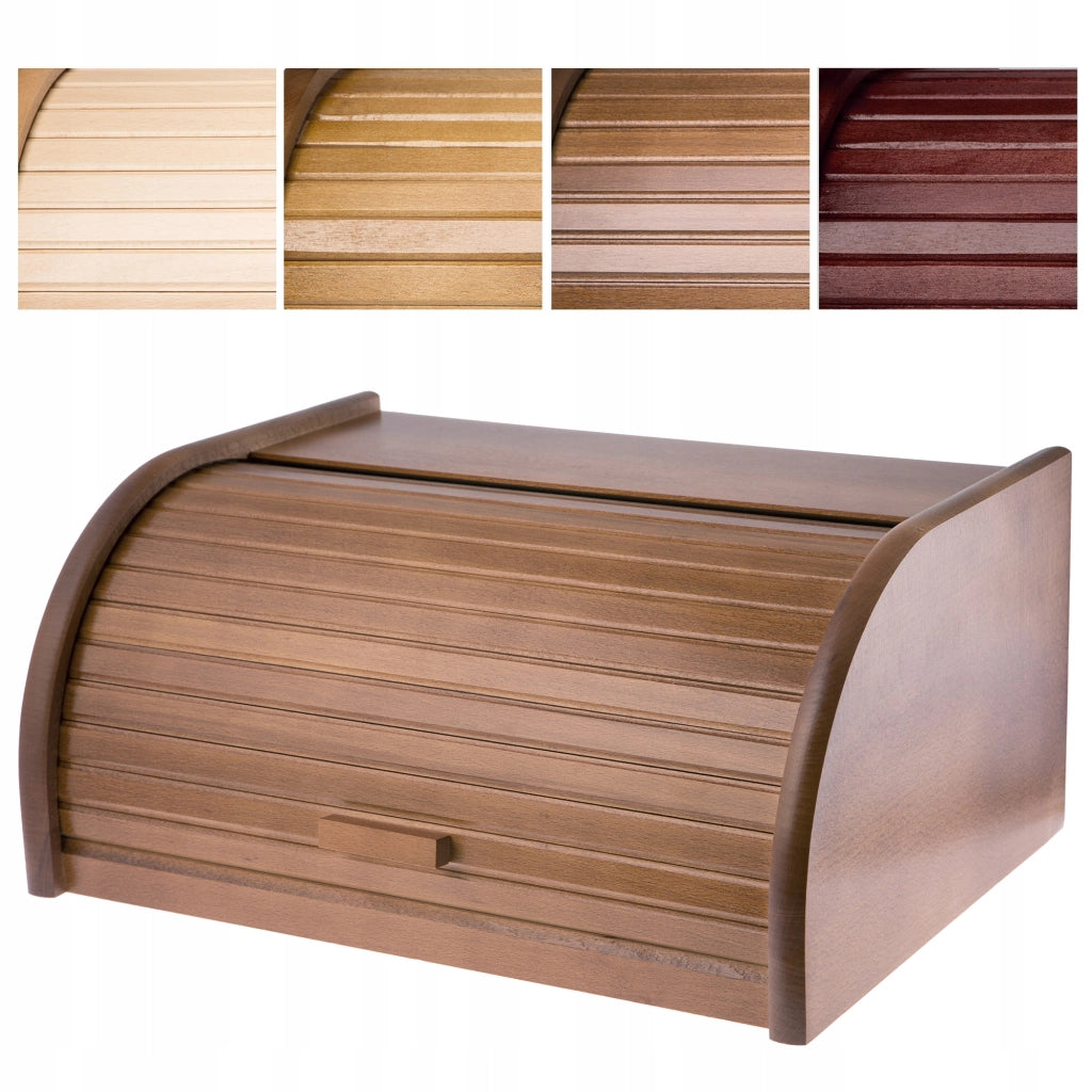 Contenitore per il pane in legno KADAX, grande, marrone massello, per panini.
