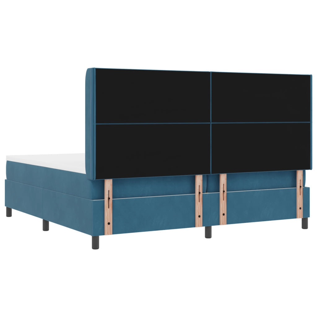 Letto Box Spring con Materasso Blu Scuro 200x200 cm Velluto