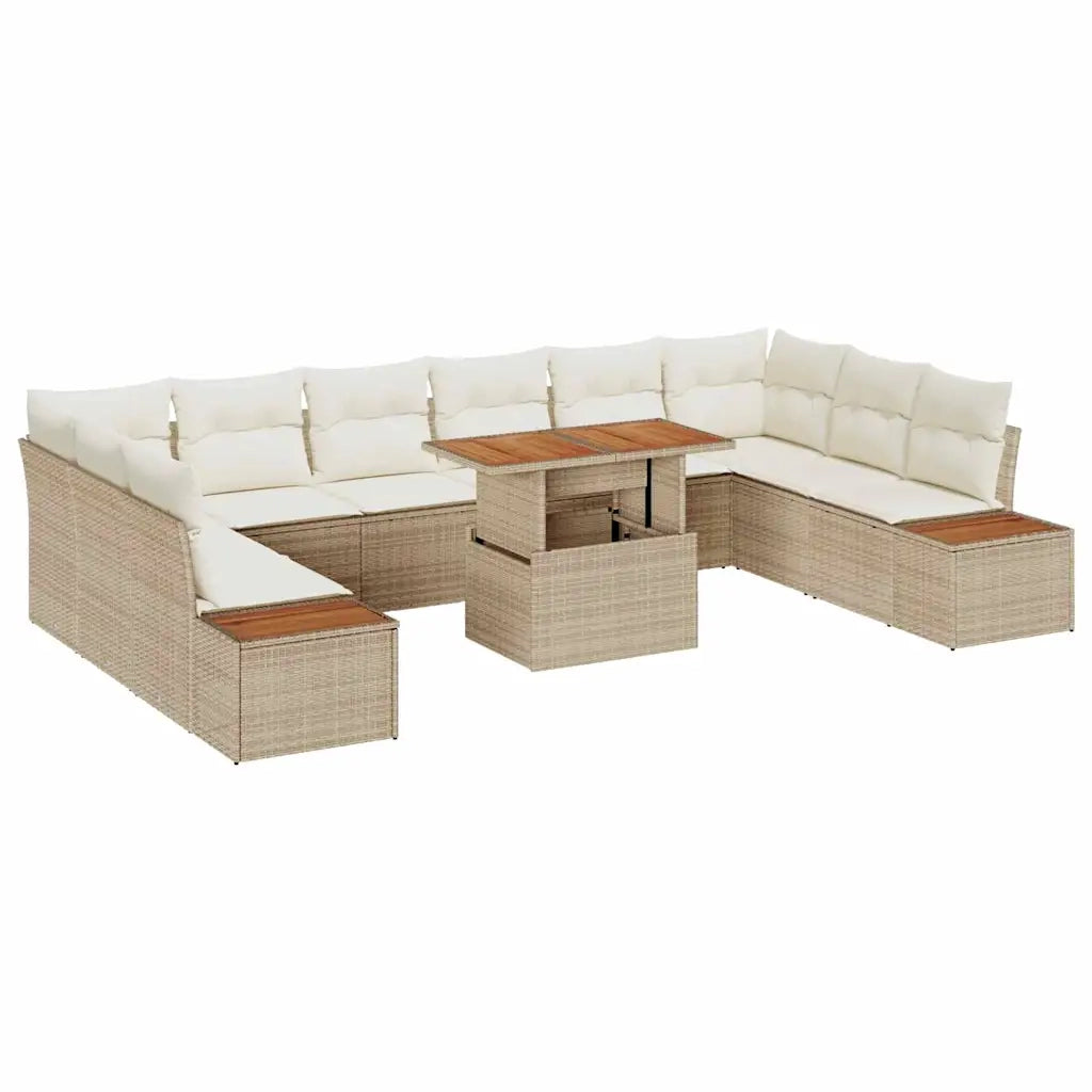 Set Divano da Giardino 11 pcs Beige Poly Rattan 3358845