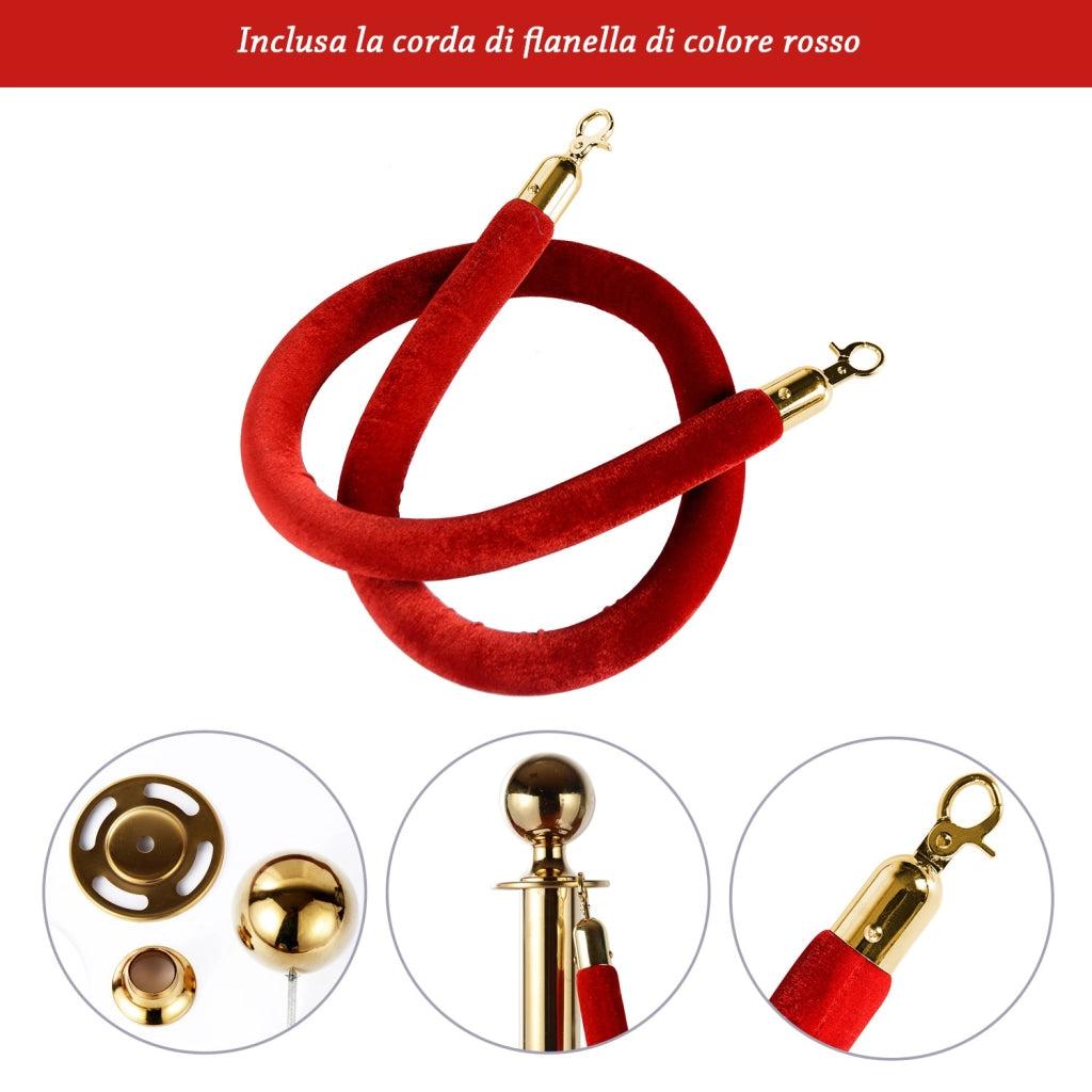 EasyComfort Colonnina Segnapercorso per Code Separatore in Acciaio Rosso e Oro
