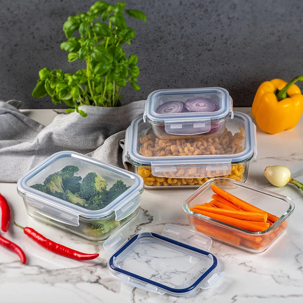 KADAX 6 contenitori per alimenti in vetro, portapranzo per frigorifero e microonde