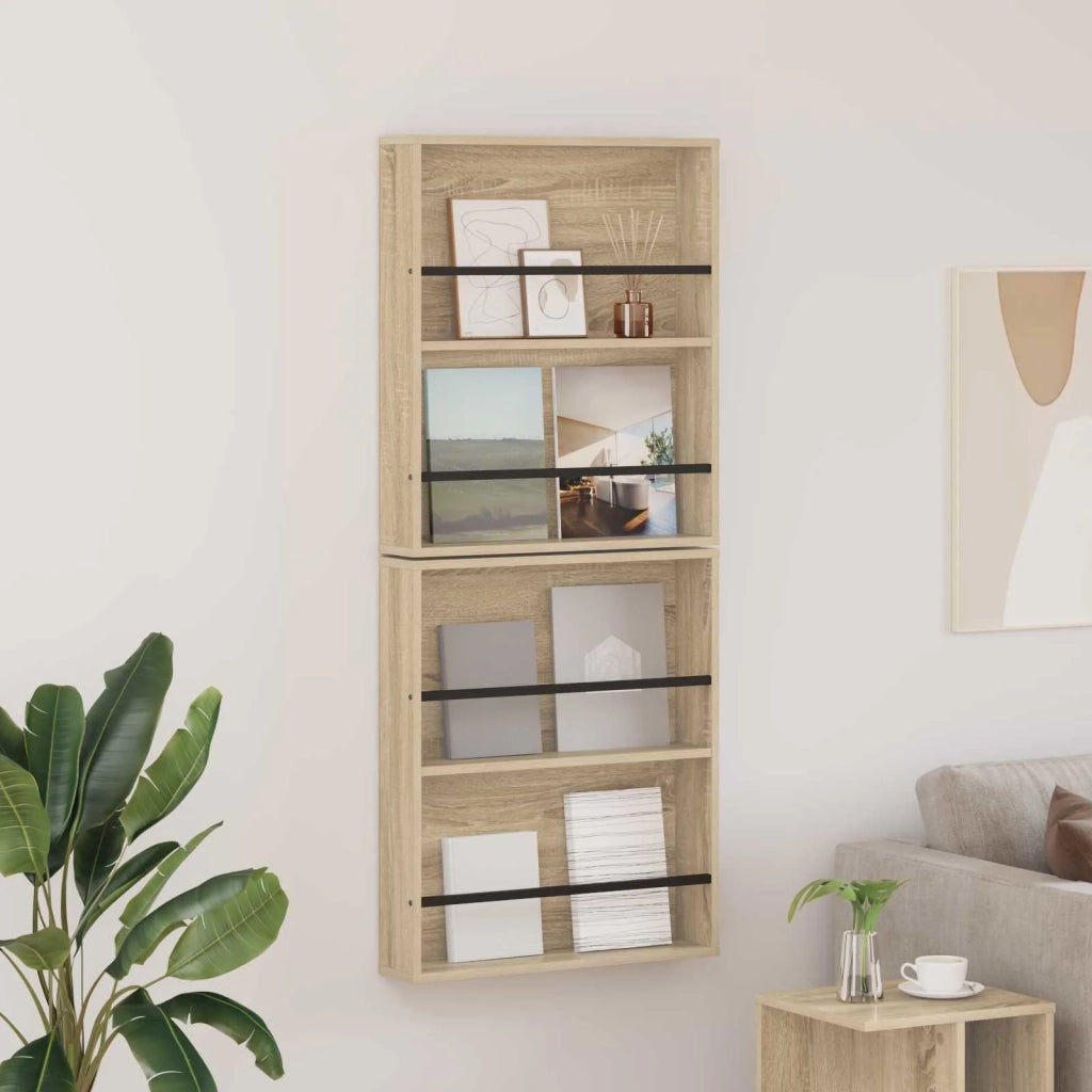 Scaffale per riviste 2 pcs Rovere Sonoma 60 x 12 x 70 cm