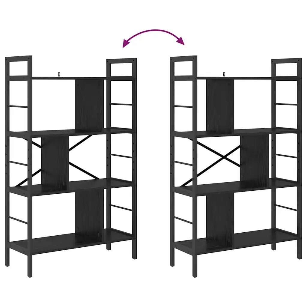 Libreria-Scaffale per Libri-Mobile di Stoccaggio Rovere Nero 75 x 30 x 123,5 cm Legno multistrato
