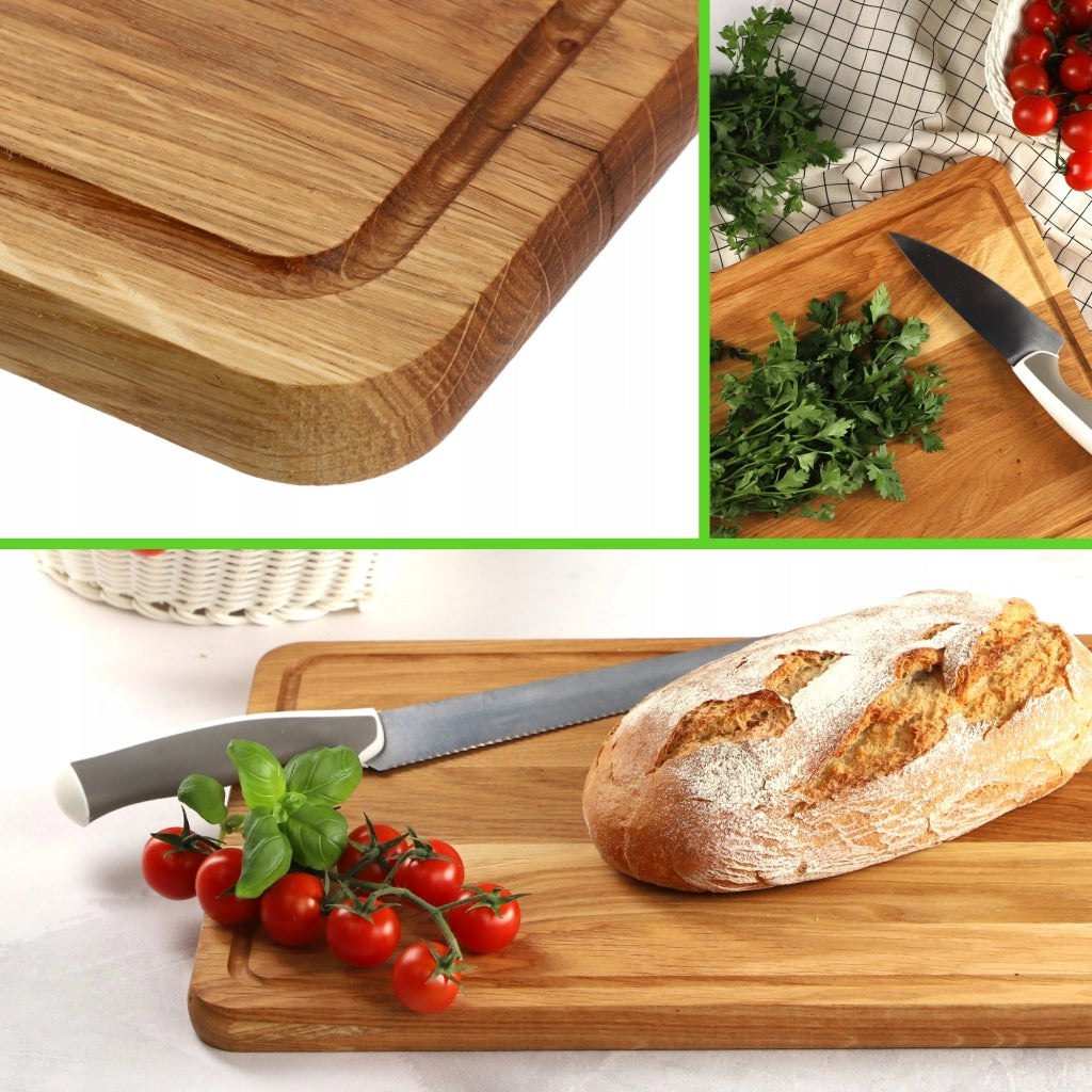 Tagliere da cucina in legno KADAX 45x30 cm, in rovere massello, ideale per servire.