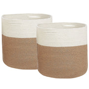 Set di 2 cesti in cotone di colore bianco e beige stile boho interno esterno