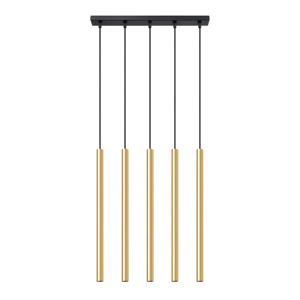 Lampada sospesa tubo VELINO 5 luci oro lucido G9 Pure Lume