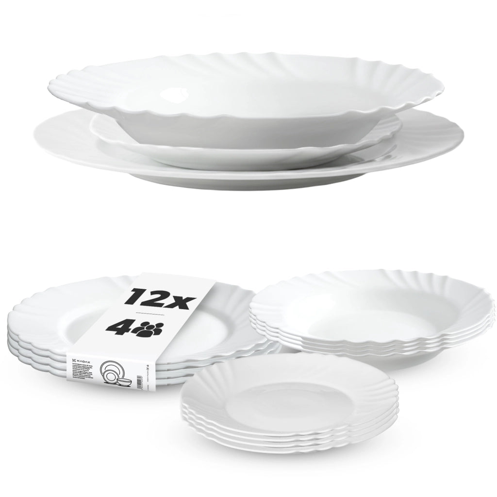 Set di stoviglie KADAX da 12 piatti, colore bianco