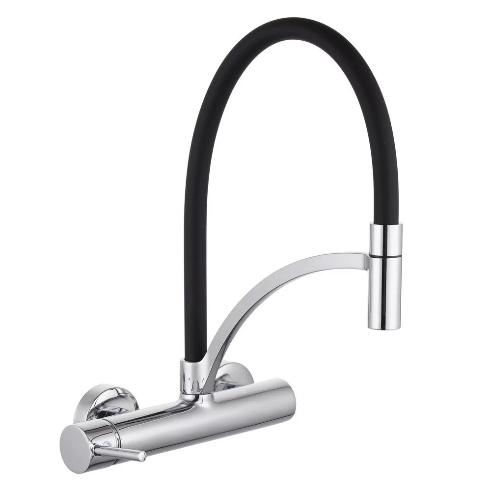 Miscelatore lavello a muro con bocca nera orientabile - Serie Madison