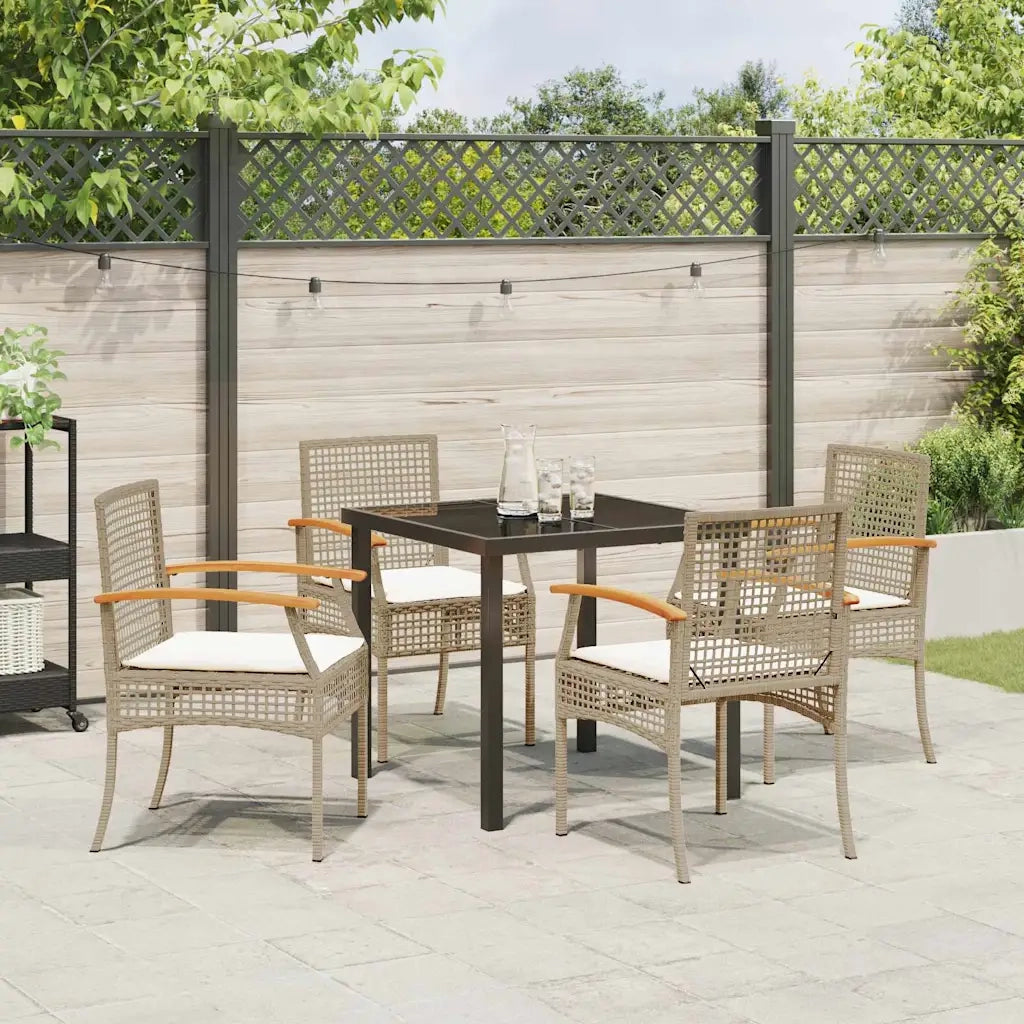 Set da Pranzo per Giardino 5 pcs Beige e Nero Rattan 3380828