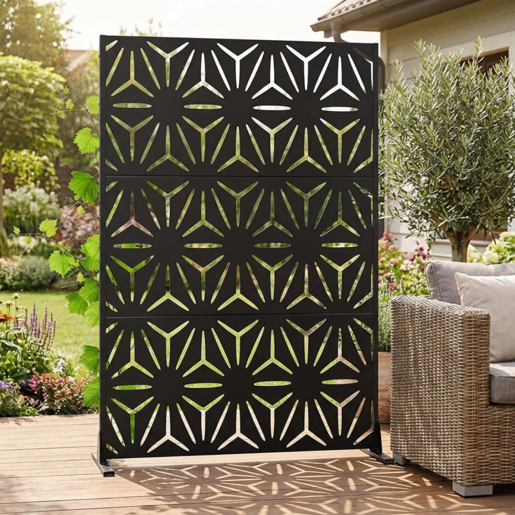 Pannello Divisorio Kilsturd in Acciaio Zincato con Motivo Decorativo 180x120 cm - Nero casa.pro