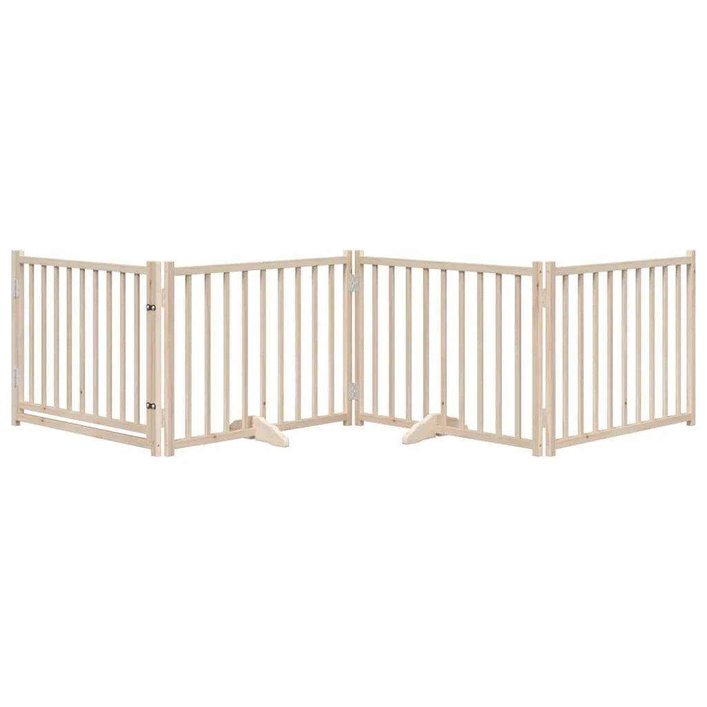Cancelletto di sicurezza per cani con 4 pannelli in legno massello di abete marrone 02_0023311