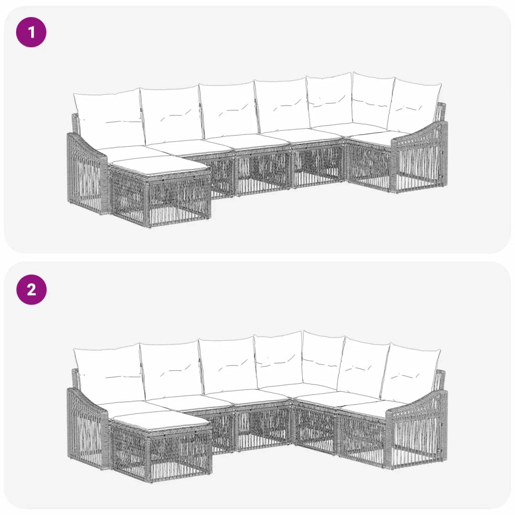 Set Divano da Giardino 7 pcs Nero polyrattan 3436078