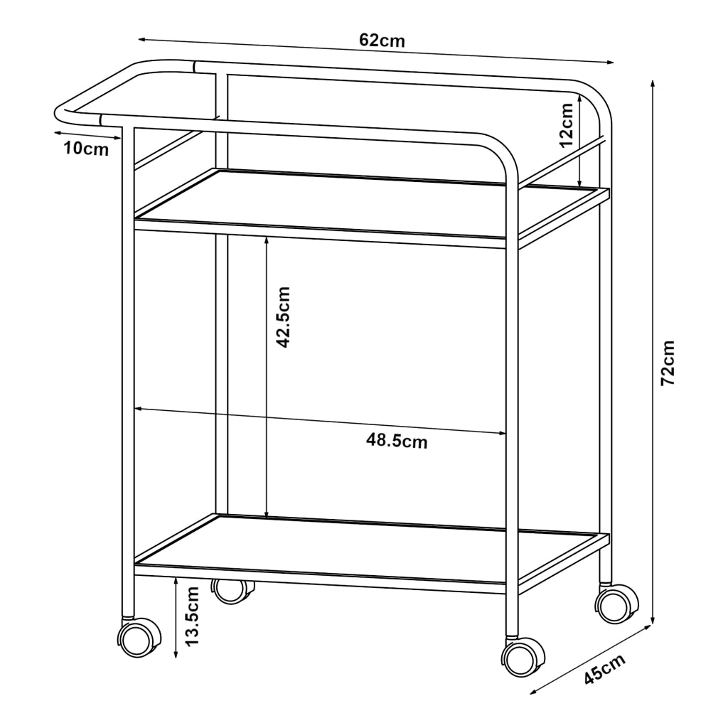 Carrello di servizio mobile contenitore per cucina/soggiorno con 2 ripiani in metallo 72 x 62 x 45 cm MDF beige 03_0009224