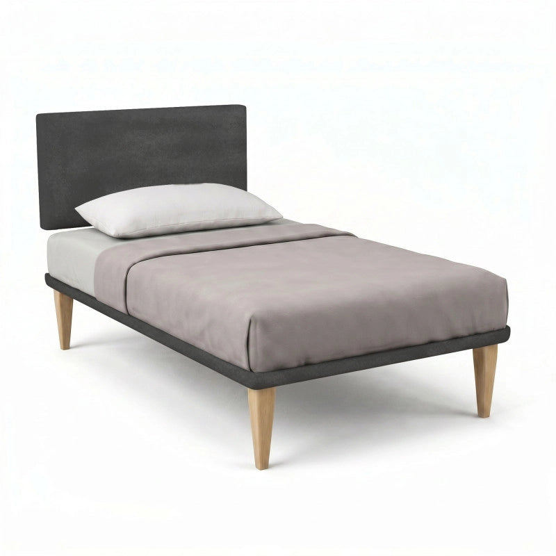 Letto imbottito Singolo 80x190 cm Flat - Con rete,Microfibra,Grigio