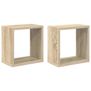 2 pz Mensole Parete | Mensola sospesa a Cubo Rovere Sonoma 26x15x26 cm