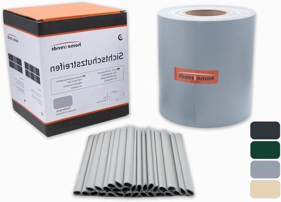Strisce di occultamento incluse con clip di montaggio per nastro di protezione PVC - grigio chiaro 35m x 19 cm