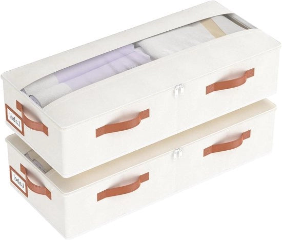Cassetto di archiviazione per sotto letto, contenitore per abiti, con coperchio e maniglie