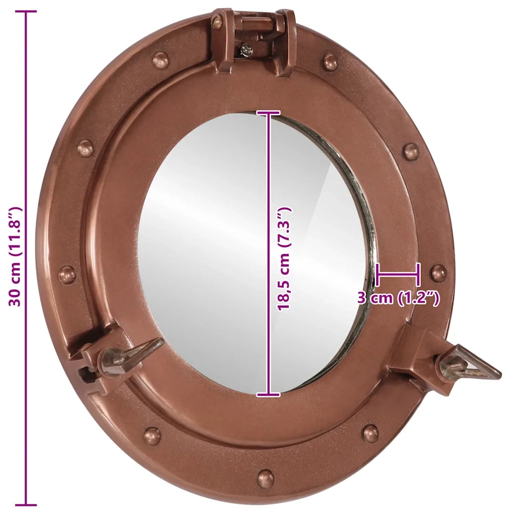 Specchio da Parete Design Oblò Ø30 cm in Alluminio e Vetro 357856